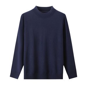 Custom OEM ODM Solid Knitted Half Collar <b>Pullovers</b> Washable Wool Cotton <b>Men</b> Sweater With Long Sleeves Knit - Product Image 2