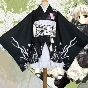 Yosuga No Sora Kimono Yukata Costume Black White Floral Anime Cosplay Dress For Women Spring 2023 Polyester Fiber - Product Image 1