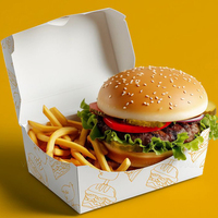 Caja de comida para llevar de calidad premium personalizada, contenedor de papel para alimentos, caja para hot dog, hamburguesa y sándwich con logo.