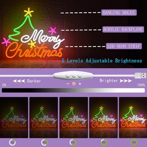 Merry Christmas neon <b>sign</b> Adjustable brightness LED <b>sign</b> USB Powered Acrylic neon light <b>sign</b> Bedroom party lighting - Product Image 2