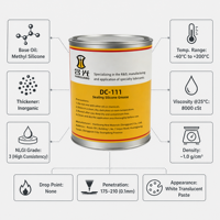 Graisse pour joints toriques DC-111, composé de silicone 8000cSt, sans point de chute, pour tiges de soupape, robinets, applications marines et bras de chargement GPL