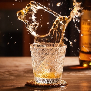 Vintage Japanese Style Embossed Whiskey Glass Tumblers 5oz Geometric Shot Glasses - Product Image 5