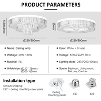 Vente directe d'usine, style moderne et luxueux, plafonnier LED rétractable 6500K blanc froid pliable 80W pour salon et chambre à coucher