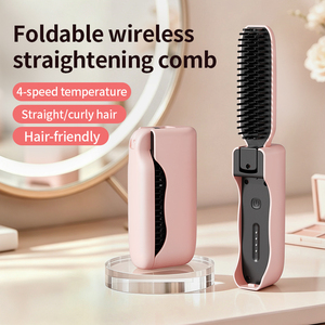 Peigne lisseur électrique portable mini, brosse à cheveux rechargeable à ions négatifs, 3 réglages de température pour la maison et les voyages - Product Image 5