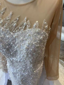 2025 vestido <span class=keywords><strong>de</strong></span> novia con cuentas desmontable <span class=keywords><strong>Civil</strong></span> sirena/trompeta estilo volantes bordado capilla encaje plisado lavado a mano/limpieza en seco/hierro - Product Image 4