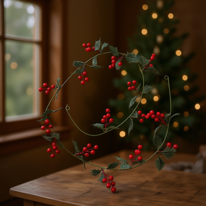 Guirlande de Noël en forme de vigne rouge à quinze têtes et cinq branches de 1,8 m - Product Image 3