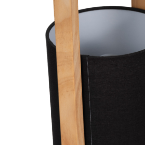 Wood Cylinder Table Lamps <b>Black</b> <b>Shade</b> Decorative <b>Lighting</b> for Bedroom Living Room Nightstand Home Decor - Product Image 5