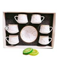 Vente en gros de 12 pièces ensemble de tasses et soucoupes en céramique services à café et thé turcs avec boîte-cadeau pour les occasions