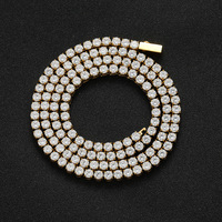 Collier tendance hip-hop pour homme SC036, chaîne tennis en acier inoxydable 18 carats, 4 mm, avec fermoir et motif géométrique en zircon