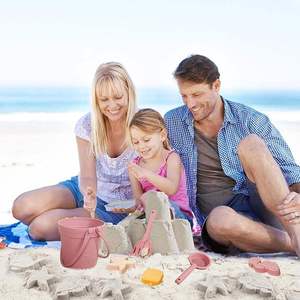 Ensemble de 8 jouets de plage en silicone <span class=keywords><strong>pour</strong></span> enfants, accessoires essentiels <span class=keywords><strong>pour</strong></span> bébé, ensemble de moules et seau de plage, jouet de bain <span class=keywords><strong>pour</strong></span> bébé - Product Image 6