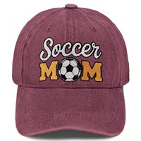 Casquette de baseball brodée « Soccer Mom » bordeaux délavé, style vintage, visière incurvée, réglable, type « Dad Hat », pour le sport et les loisirs, protection solaire