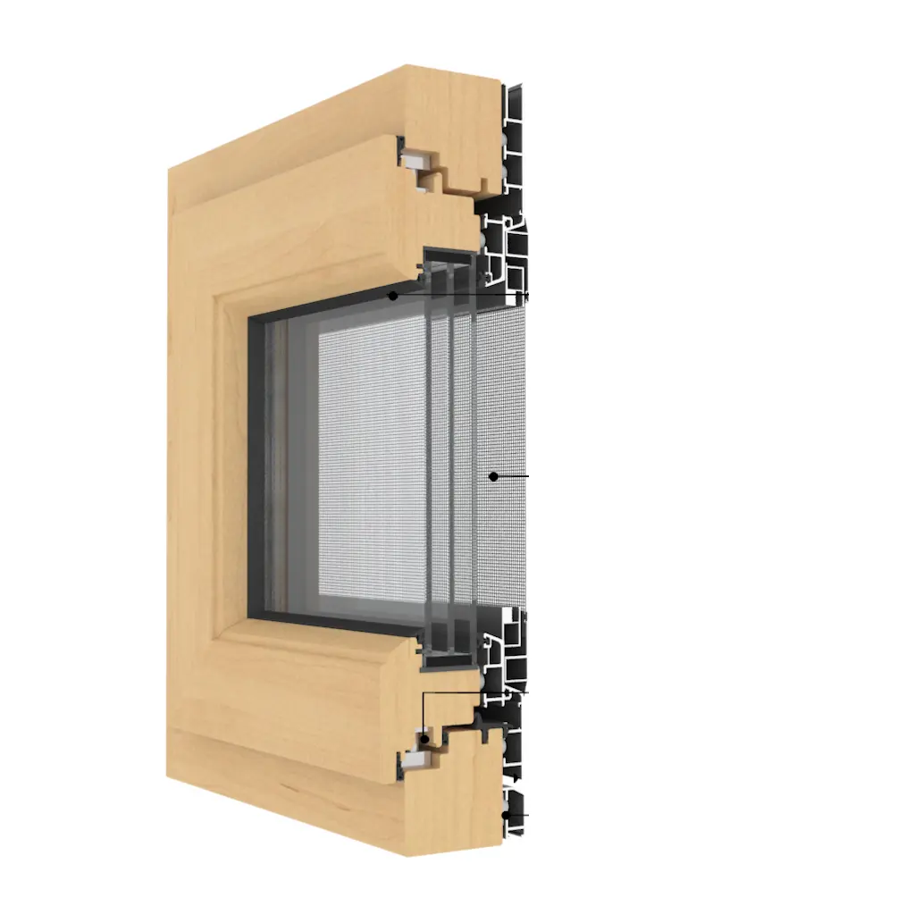 Aislamiento térmico de diseño personalizado, ahorro de energía, ventanas de madera revestidas de aluminio