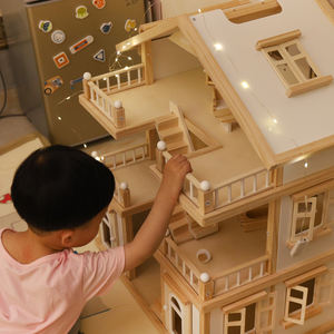 บ้านตุ๊กตาของเล่นเด็กทำจากไม้แบบ DIY สำหรับครอบครัวมีความสุขเกมเล่นตามบทบาทของเด็กสำหรับเด็กผู้ชายเด็กผู้หญิง - Product Image 3