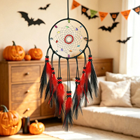 Décoration d'Halloween Attrape-rêves en plumes Ornement suspendu Décoration murale pour la maison