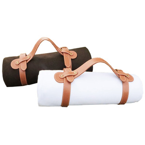 Custom Picnic Rug Waterproof Blanket Washable Mat with Leather Strap Handle Canvas Roll up Foldable Padded Large Beach Rug