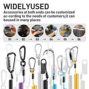 Lanière enroulée de sécurité rétractable personnalisée avec mousqueton en alliage d'aluminium, lanière d'outils avec anneau de crochet pour porte-clés - Product Image 3