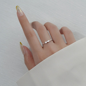 闪亮氧化锆蝴蝶结S925纯银开环女饰品批发YB-XY-374 - Product Image 5