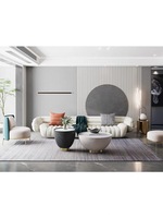 Table basse moderne de 18 pouces en pierre frittée, design tambour en cuir, réglable, avec panneau MDF, pour salon, bureau à domicile, hôtel