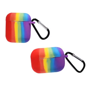 Arcobaleno colorato in silicone di protezione del trasduttore auricolare della copertura di caso per airpods airpods pro