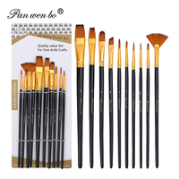 Panwenbo Ventes directes du fabricant 10 pinceaux combinés bicolores en laine de nylon à tête mixte Pinceau aquarelle