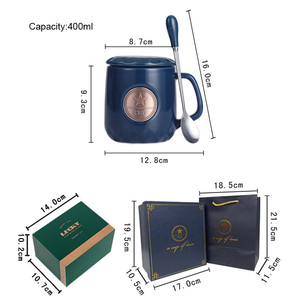 Nordic Matte Custom Copper <strong>Ceramic</strong> 400ml Gold Plated Leak-Proof Coffee Mug with Engraved Logo Luxury Gift Box - Product Image 2
