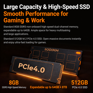 โน้ตบุ๊ก WooKing A14e รุ่นปี 2026 ขนาด 14 นิ้ว ประสิทธิภาพสูง Ryzen 7 8745HS SSD คีย์บอร์ดภาษาอังกฤษ โน้ตบุ๊กสำหรับนักเรียนรุ่นใหม่ - Product Image 3