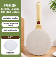 Crêpière Électrique Compacte Portable à Commande Monobouton, Sans Huile, pour une Cuisson Rapide des Crêpes et Pancakes, Idéale pour les Petits-Déjeuners du Week-end