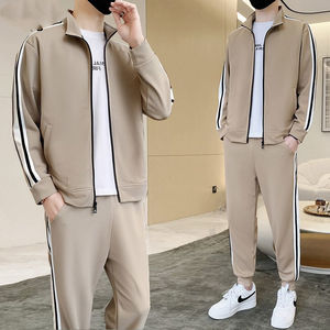 2025 ilkbahar ve sonbahar erkek rahat spor elbise ceket kuşak pantolon fermuar standı yaka uzun kollu pantolon spor elbise 2 takım - Product Image 6