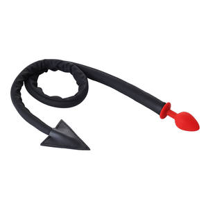 Noir diable queue produits pour adultes fouet en cuir Silicone rouge Plug Anal pour flirter Couple Sm amusant jouets sexuels Plug Anal pour Couple - Product Image 6