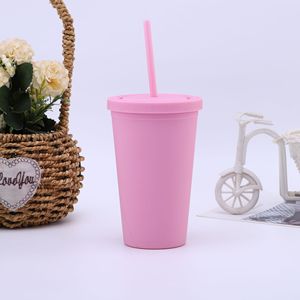 Biểu Tượng Tùy Chỉnh 16Oz Kẹo Màu Hai Lớp Nhựa Rơm Cup Đơn Giản Frosted Thiết Kế Cho Đồ Uống Mới Cho Cốc Sản Phẩm - Product Image 5