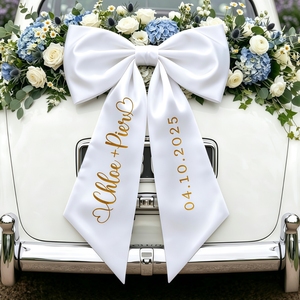 Fiocco in Plastica Personalizzato Grande, Decorazione per Auto alla Moda, Promozionale, per Luna di Miele, Bianco 'Just Married' - Product Image 2