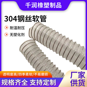 Pu Steel Wire Hose Transparent Corrugated Custom Length Material Conveying Hose - Product Image 2