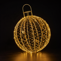 Boule lumineuse de Noël avec cadre en fer doré thermolaqué, câble en caoutchouc blanc chaud, guirlande lumineuse suspendue en forme de boule