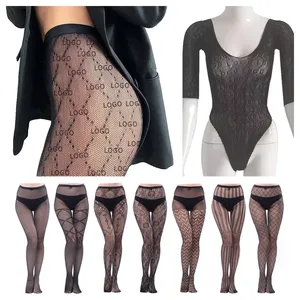 Customize Brand Logo gg Fishnet Luxury Stockings Lady Letter Printed Mesh ff Tights Black Hollow Pantyhose Body Stocking