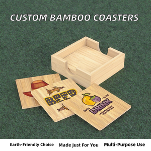 Posavasos Personalizados con Logotipo, de Bambú, Sublimados, al por Mayor, Económicos, Cuadrados, Ecológicos, de 9.5 cm de Diámetro y 5 mm de Grosor - Product Image 2