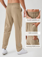 Nouveau design avec poches latérales, pantalon de jogging de sport d'extérieur, taille élastique avec cordon de serrage, pantalon de survêtement long uni grande taille pour hommes
