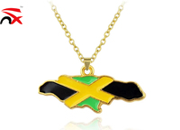 Collier pendentif carte des pays des Caraïbes avec drapeau – Jamaïque, Mexique, Haïti, Trinité-et-Tobago, République Dominicaine – Collier en émail avec carte – Bijou cadeau