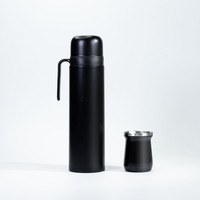 BORGE Bouteille isotherme sous vide 1000 ml pour thé Yerba Mate, en acier inoxydable, avec poignée