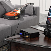 Interfaz de Audio de estudio profesional OEM de fábrica 2 en 2 salidas Mezclador de Audio USB Grabación Podcast Tarjeta de sonido de grabación