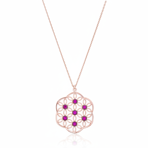 Collar de diseño redondo de piedra de rubí para mujer, joyería de plata de ley 925 turca al por mayor para mujer - Product Image 2