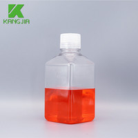 Flacon carré gradué de 500 ml en PET/PETG pour sérum ou milieu de culture, utilisé en laboratoire