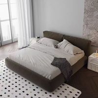 Lit king-size moderne italien minimaliste réglable, rembourré en cuir, matelas en latex – Confortable, durable, avec cadre en bois