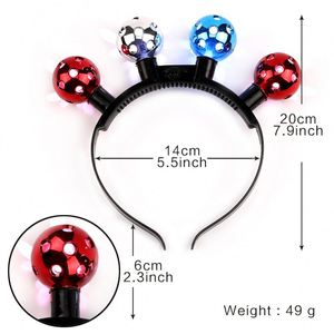 2025 LED <b>Headband</b> with Bells Glowing <b>Disco</b> <b>Ball</b> 4th July Light up Party Decor Wholesale - Product Image 3