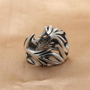 yunnique Men's Silver Dragon <b>Ring</b> <b>Titanium</b> Steel Hollow Animal Design Fashion Jewelry Gift - Product Image 1