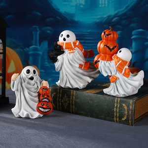 ชุดฟิกเกอร์เรซิ่นผีฮาโลวีนศิลปะลึกลับ 3 ชิ้น ของตกแต่งสุดหลอนสำหรับตั้งโต๊ะและบ้าน - Product Image 1