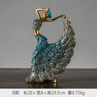 Élégante figurine en résine Danseuse Païquée, sculpture de plumes dorées et argentées, statue de luxe moderne, décoration de table pour la maison et le bureau, cadeau