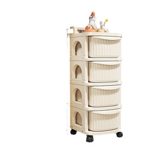 Chariot de rangement pour jouets, 5 niveaux, crème, mobile, sur pied, multifonctionnel, pour bébé et usage domestique - Product Image 5