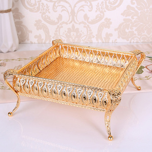 Metall tablett Luxus <span class=keywords><strong>Gold</strong></span> Hohl platte Nüsse/Obst/Kuchenst änder Hochzeit Mittelstücke Home Tisch dekoration - Product Image 5