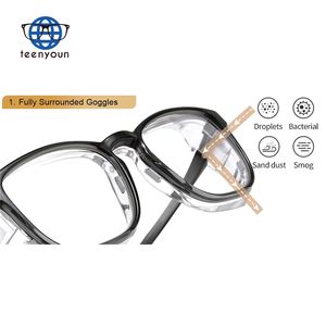 Teenyoun到着アンチブルーライト防霧安全メガネTR90フレーム防風取り外し可能サイドシールドゴーグル眼鏡カスタムロゴ - Product Image 2