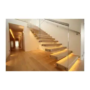 ACE High Quality Modern Marble Tiles Floating Staircase For Indoor